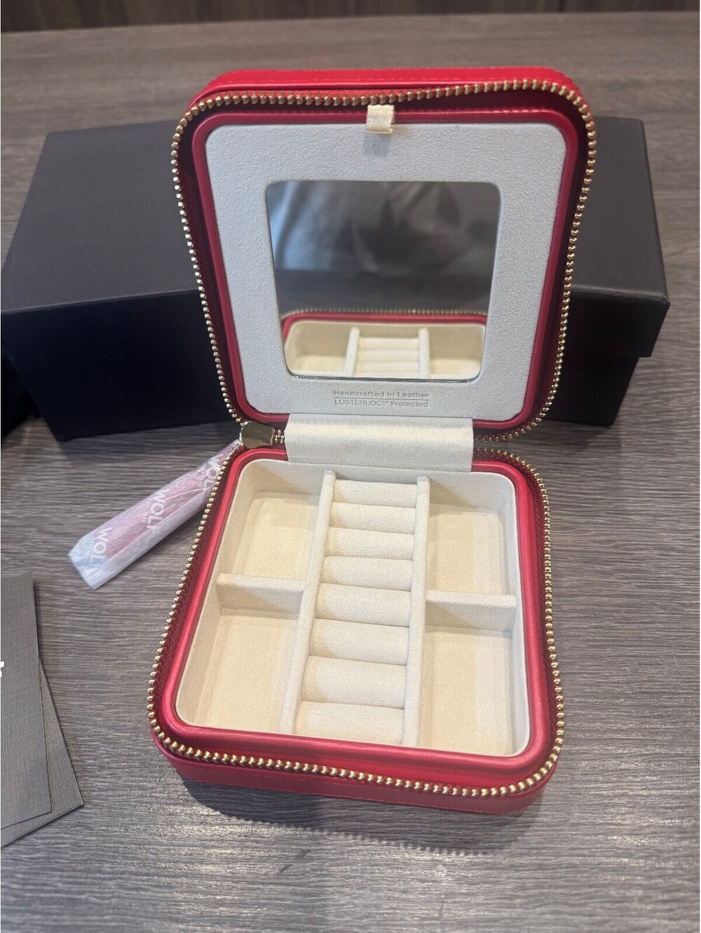 WOLF Caroline Zip Travel Case Jewelry Storage in Red, 329972